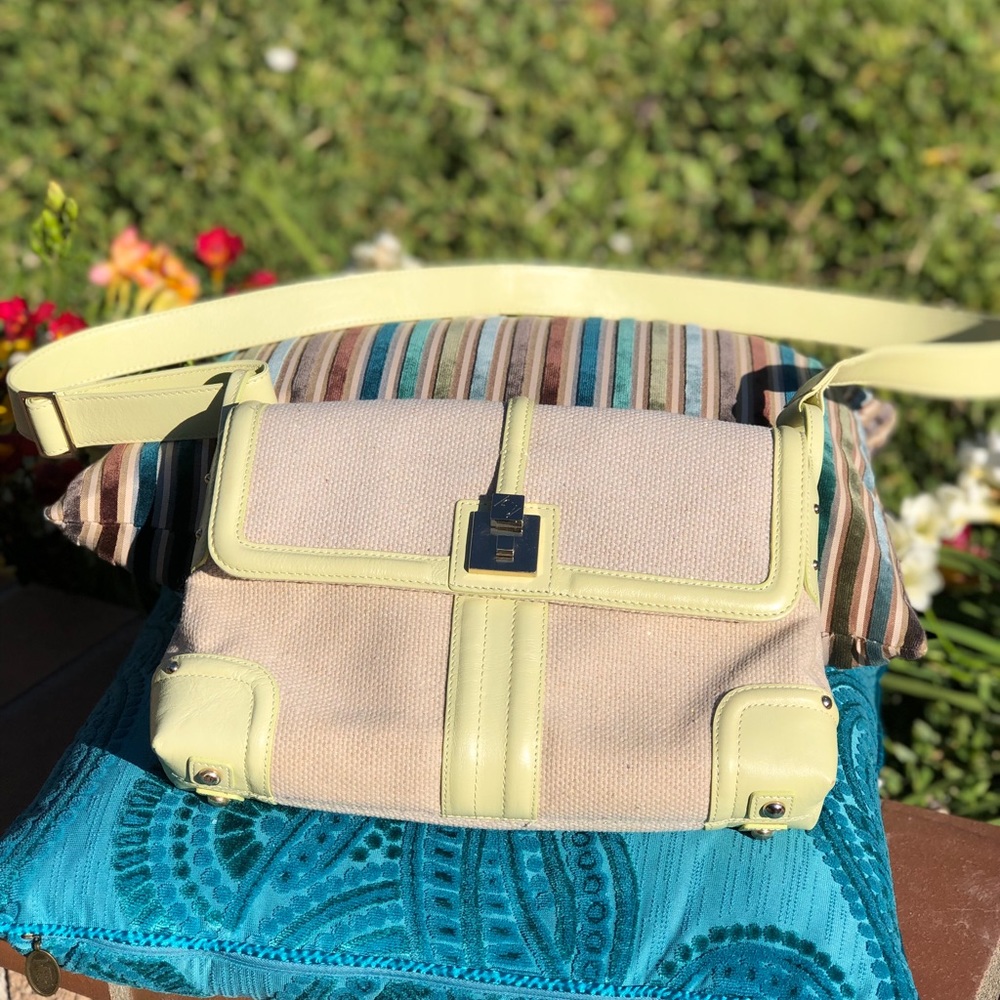 NWOT Eileen West Purse w/Leather Trim & Coin Bag Light Green